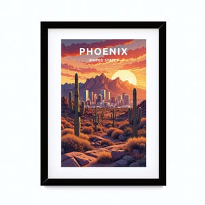 Arte mural imprimible, Impresión de arte digital, Póster de Phoenix, Arte de pared de Phoenix, Cartel de viaje Phoenix, Regalo de Phoenix