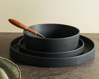 Charcoal 12-Piece Dinnerware Set Stoneware,