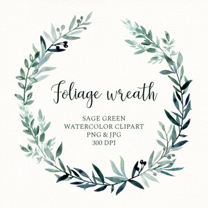 Clipart de couronne de verdure, PNG de feuillage en cadre cercle, Feuilles vert sauge, Décorations pour faire-part de mariage et cartes