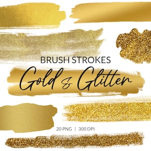 Gold & Glitter brush strokes clipart PNG Gold texture background, Glitter paint splash PNG, Metallic abstract background, Gold branding