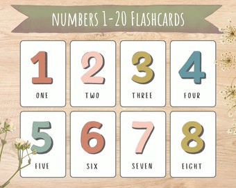Tarjetas de números del 1 al 20, tarjetas de conteo imprimibles (descarga digital)
