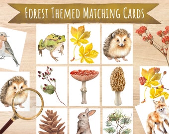 Forest Animals Matching Game, Montessori Homeschool Printable (Digital Download)