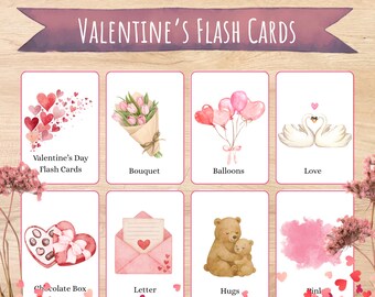 Valentine's Day Flash Cards, Preschool Learning  (Digital Download)