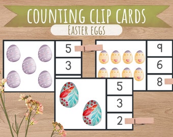 Easter Egg Counting Clip Cards, Spring Homeschool Activity (Digital Download)