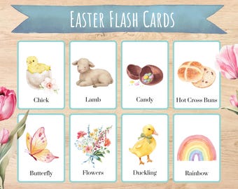 Easter Themed Christian Flash Cards for Toddlers and Preschoolers, Printable Vocabulary, Sunday School, Homeschool