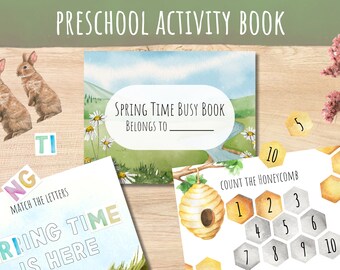 Spring Toddler Busy Book, Printable Preschool Activities (Digital Download)