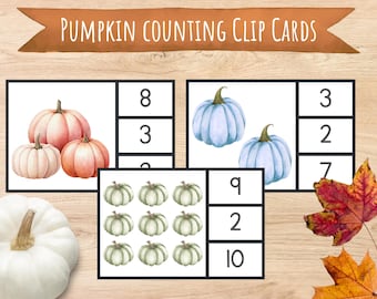 Pumpkin Counting Clip Cards, Fall Montessori Printable (Digital Download)
