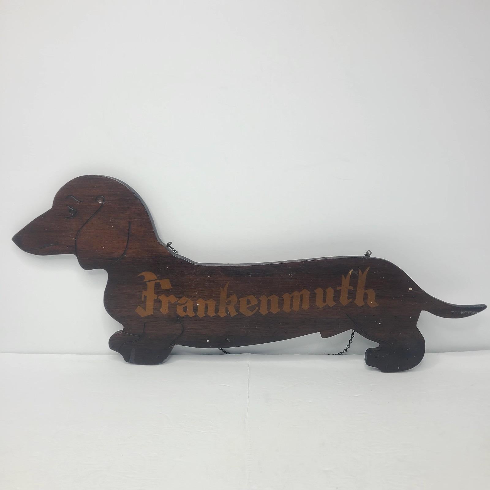 Rare Vintage Frankenmuth Dachshund Dog Wooden Advertising Sign