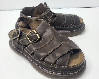 Y2k Lower East Side Chunky Fisherman Platform Sandals 7.5 Brown Leather Vtg 90's
