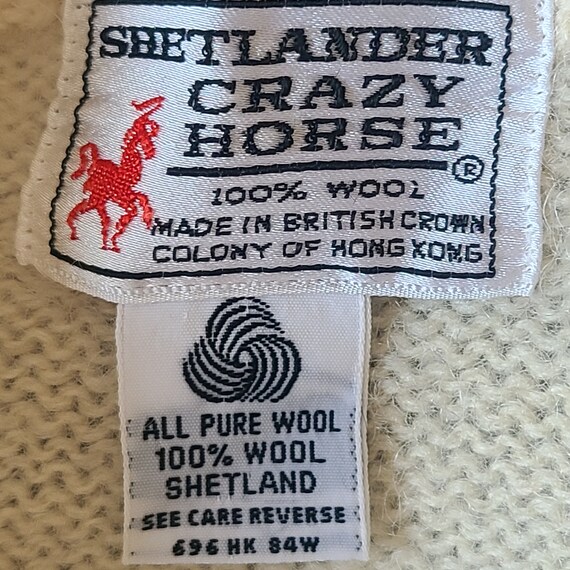 Vtg Y2K Shetlander Crazy Horse Wool Sweater Embro… - image 9