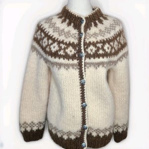 Vintage Icemart Icelandic Pure Wool Cardigan Sweater Nordic Fair Isle
