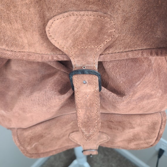 Vintage Suede Leather Backpack Handmade Rucksack … - image 4