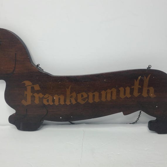 Rare Vintage Frankenmuth Dachshund Dog Wooden Advertising Sign