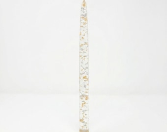 Vintage MCM Lucite Acrylic 10" Clear Taper Candle Gold Silver Flecks Candlestick