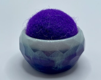 Purple Wool and Resin Pincushion