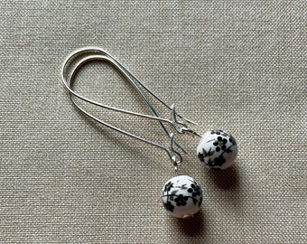 Black and white flower earrings