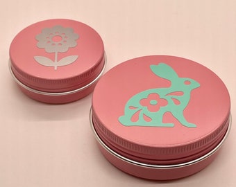 Rabbit and flower tins