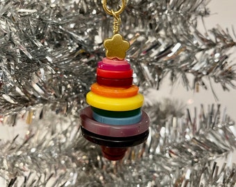 Rainbow Button Tree Ornament