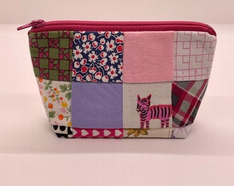 Red Patchwork Squares Pouch