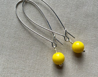 Lemon yellow drop earrings