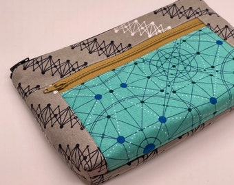 Blue Geometric Devon Pouch