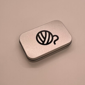Yarn Ball Tin: Knitting Notion Storage (3.75”x2.25”x0.9”)
