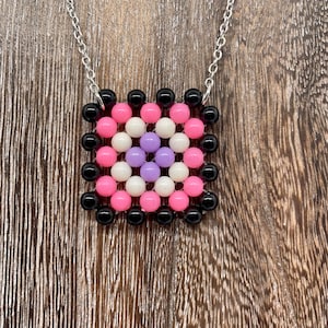 Granny Square Beaded Pendant Necklace