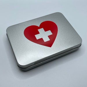 Medium silver first aid tin