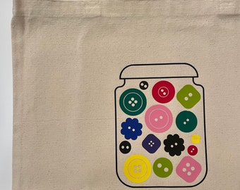 Button jar canvas tote