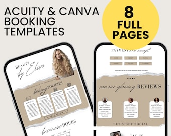 MODERN LUXE Canva Template, Editable DIY Booking Template, Stylist Booking Site Template, custom Acuity Booking Website Hairstylists 2024