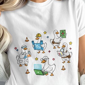 Zabawna koszulka STEM z gęsią - Koszulka naukowo-inżynierska - Koszulka z humorem dla nerdów - Koszulka bawełniana unisex