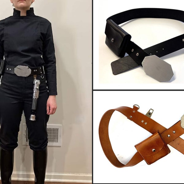 Ceinture Jedi inspirante ROTJ Luke Skywalker en cuir véritable avec clip sabre et pochette Ceinture personnalisée Jedi Star Wars Obi-Wan Kenobi Jedi Sith ceinture cadeau