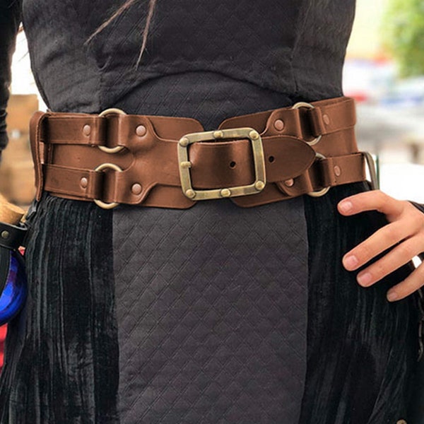 Waist Leather Belt, Adventurer Leather Belt, Viking Armor To LARP, Nordic Belt, Leather Men's Corset, Medieval Cosplay, Warrior Costume Gift