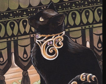 Black Cat Print Art Illustration Home Decor Art Gifts Under 10 Cat Lover Gift for Her Gothic Print Wall Art Black Cat Lover Halloween Print