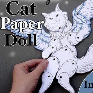 Paperdoll gatto angelo scaricabile/stampa a casa/personalità del gatto/Angelcore/Fairy Cor/regalo di tenerezza scaricabile digitalmente/angelo ingegnoso/persona gatto
