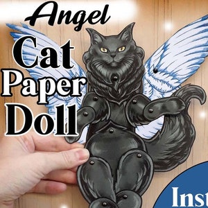 Paperdoll gatto angelo scaricabile/stampa a casa/personalità del gatto/Angelcore/Fairy Cor/regalo di tenerezza scaricabile digitalmente/angelo ingegnoso/persona gatto
