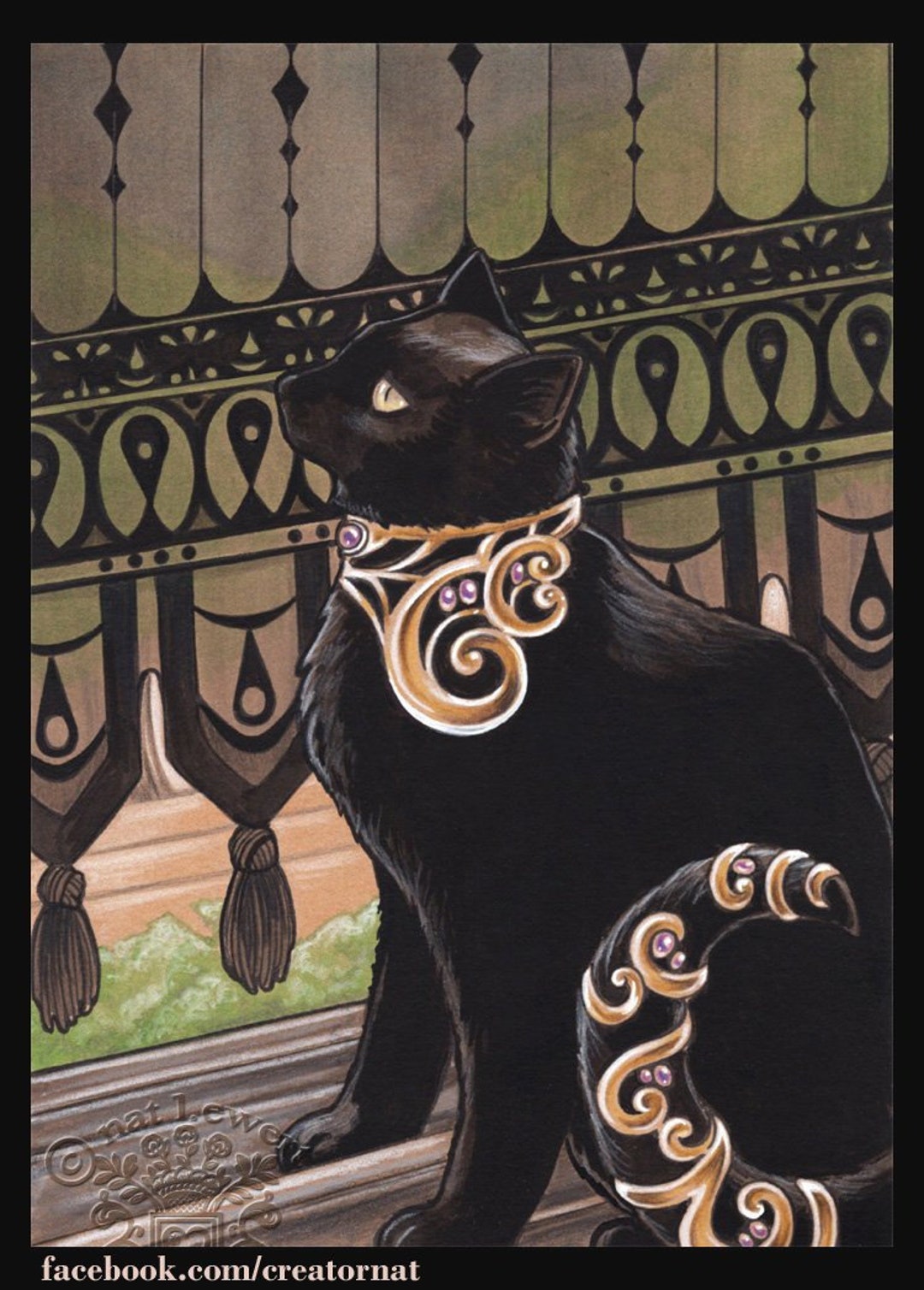 Black Cat Print Art Illustration Home Decor Art Gifts Under 10 Cat black-cat-print-art-illustration-home-decor-art-gifts-under-10-cat