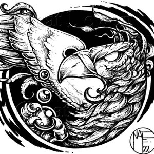ORIGINAL Griffin Ink Drawing, Gothic, Gifts, Alice in Wonderland ...