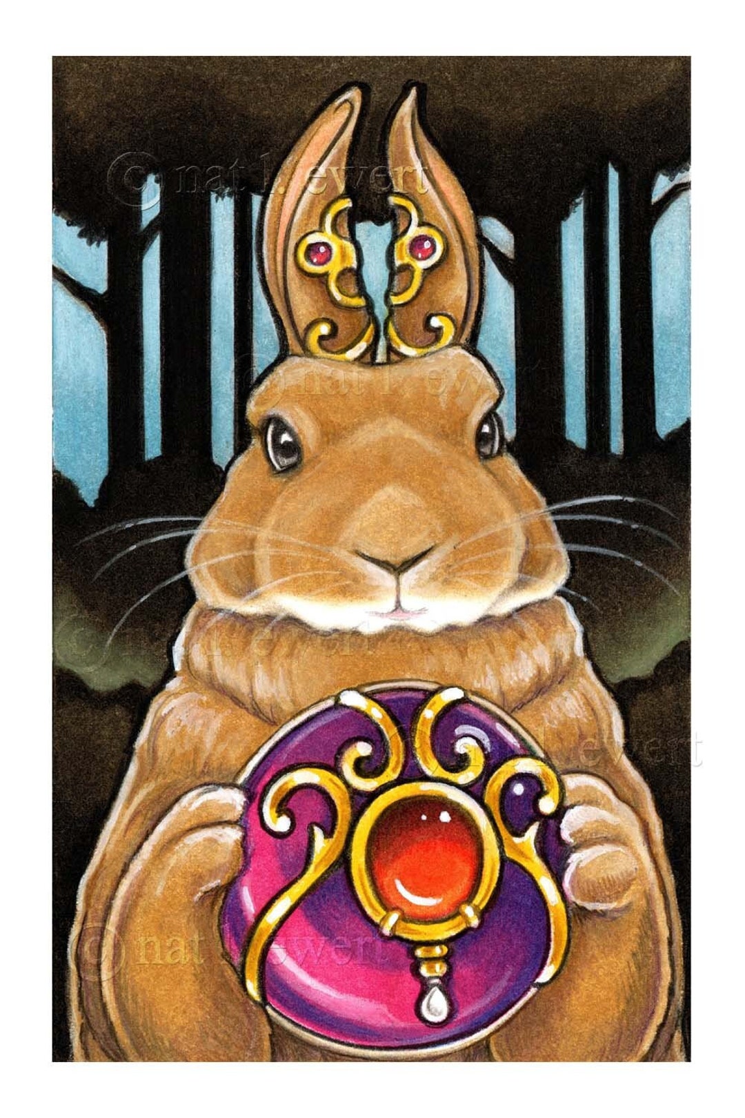 ORIGINAL Rabbit Oil Pastel Painting, Nature Spirit, Mini Painting ...