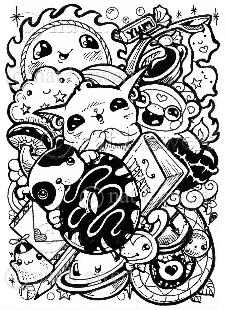 Kawaii Coloring Page Instant Digital Download Print at Home | Etsy
