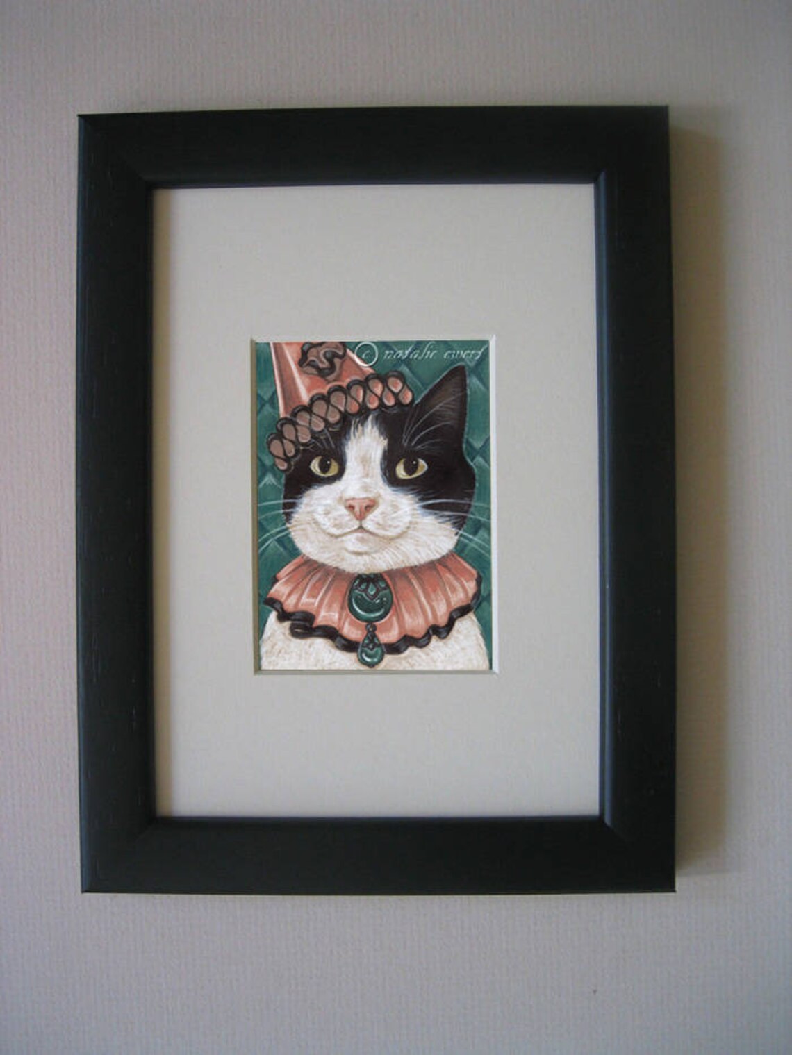 Tuxedo Cat Print Art Illustration Black and White Feline Wall Etsy