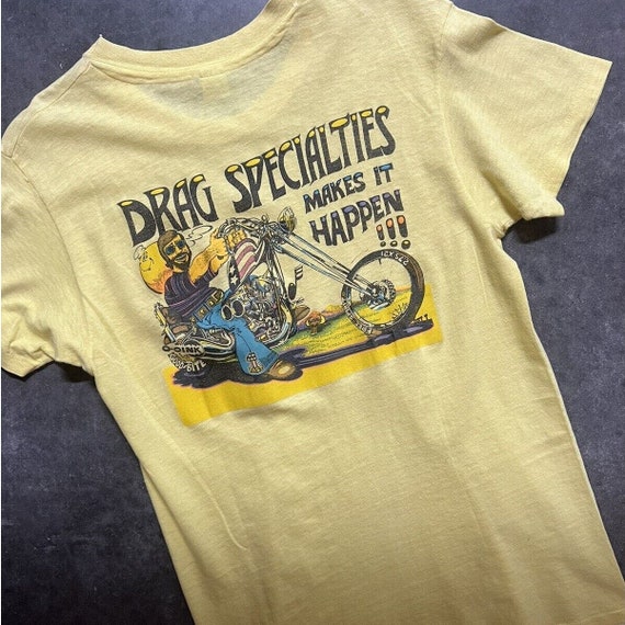 Motorcycle Drag Specielties Vintage 70s Graphic T… - image 1
