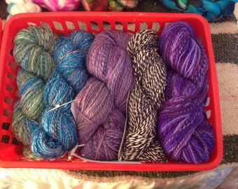Grab Bags  Handspun Yarn - Mystery, 4 Handspun Yarn, Handdyed, Handspun, knitting, crochet, weaving, handmade