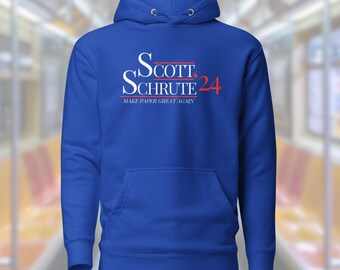Scott/Schrute For President, Funny Graphic Hoodie, The Office Fans, Michael Scott, Dwight Schrute, Dunder Mifflin Hoodie, Fans of The Office