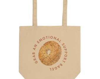 Bolsa de mano con forma de bagel de apoyo emocional, bolsa de mano, regalo divertido, regalo de cumpleaños, regalo de neoyorquino, regalo de bagel, bolsa de mano de algodón, bolsa de mano de Nueva York, recuerdo de Nueva York