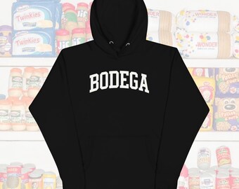 Bodega Hoodie Streetwear Black Urban Style Sweatshirt Trendy Graphic Pullover Unisex Hip Hop Outfit Gift for Him or Her