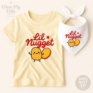 Lil Nugget Toddler T-Shirt and Bandana Set Cute Chicken Nugget Outfit for Kids