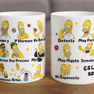 The Simpsons Homer Mug Template - 15 Funny Quotes - Handsome, Powerful, Perfect - PNG Sublimation Design - 20x9 cm - Personalized Gift