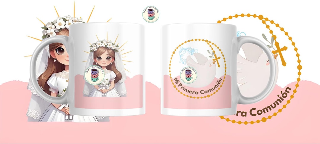 Plantilla Taza Primera Comunión Niño | Niña – PNG 21 × 9.2 cm Wrap