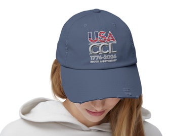 Patriotic Distressed Ball Cap for USA CCL 250th Birthday - Vintage Style Headwear